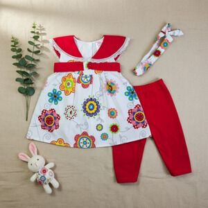 New Laura Ashley Baby Girl Outfit set matching headband size 6 months